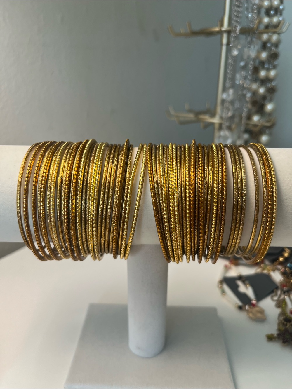 53 Gold Tone Stackable Bangle Bracelet Lot
